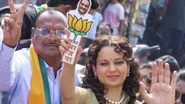 <div class="paragraphs"><p>Actor and BJP MP Kangna Ranaut during an election roadshow in support of party candidate Pravin Datke for the upcoming Maharashtra Assembly elections, in Nagpur.&nbsp;</p></div>