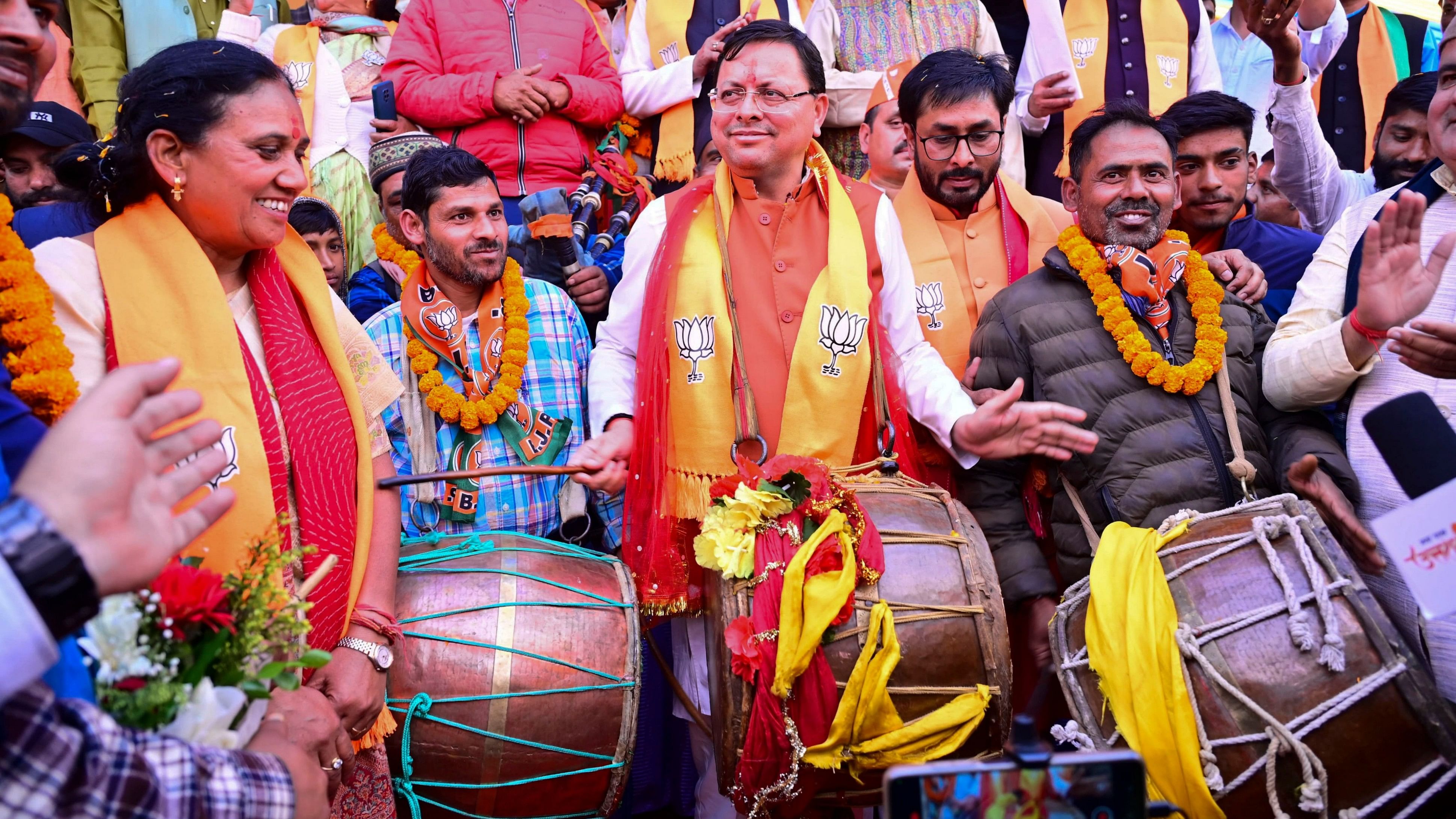 <div class="paragraphs"><p>Uttarakhand Chief Minister Pushkar Singh Dhami at the Scheduled Caste Conference organised ahead of the Kedarnath by-election, in Rudraprayag district, Tuesday, Nov. 12, 2024. </p></div>