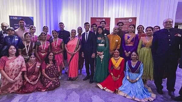 <div class="paragraphs"><p>Former UK Prime Minister Rishi Sunak, his wife Akshata Murty and Rajya Sabha MP Sudha Murty during the annual Diwali gala at the Bhavan UK, in London, Saturday.&nbsp;</p></div>