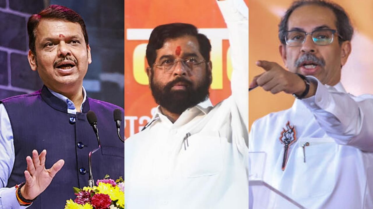 <div class="paragraphs"><p>(L-R) Devendra Fadnavis current Deputy CM of Maharashtra, Eknath Shinde, current CM, and Uddhav Thackeray former CM</p></div>