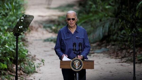 <div class="paragraphs"><p>US President Joe Biden delivers remarks at the Museu da Amazonia, in Manaus, Brazil, November 17, 2024.</p></div>