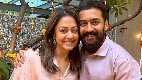 <div class="paragraphs"><p>Actor Jyotika with husband&nbsp;Suriya.</p></div>