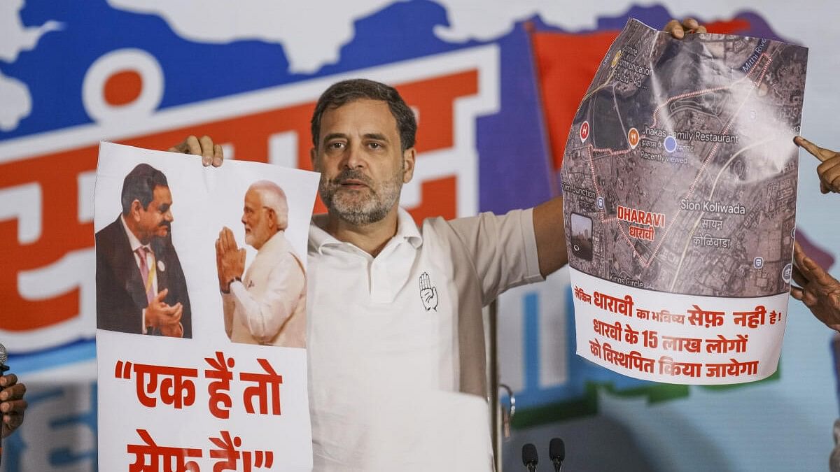 <div class="paragraphs"><p>Congress leader Rahul Gandhi at a press conference, in Mumbai, Monday.&nbsp;</p></div>