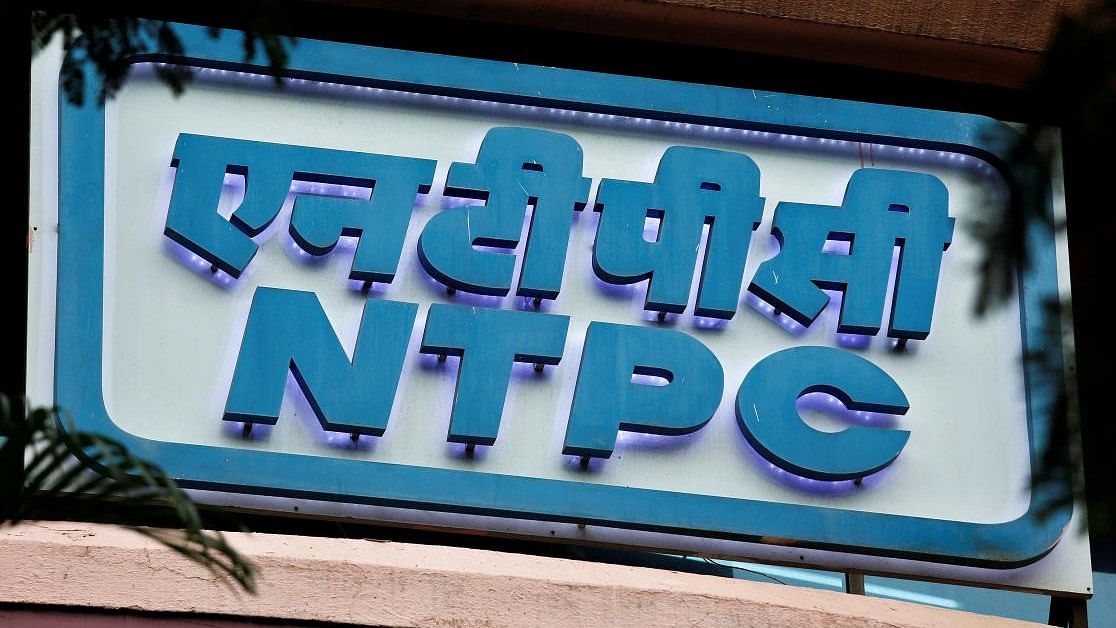 <div class="paragraphs"><p>A signboard of NTPC is seen outside its office in Mumbai.&nbsp;</p></div>