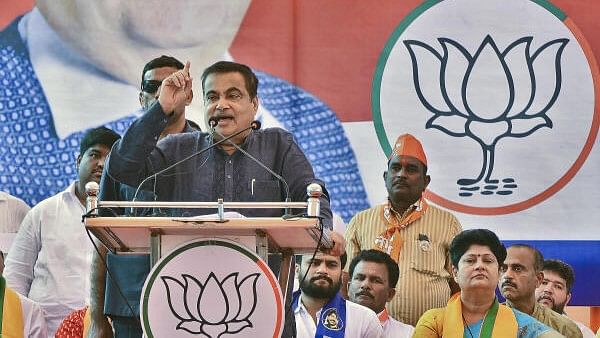 <div class="paragraphs"><p>Union Minister Nitin Gadkari addresses a public meeting ahead of the Maharashtra Assembly elections, at Miraj Assembly constituency in Sangli district on Saturday</p></div>