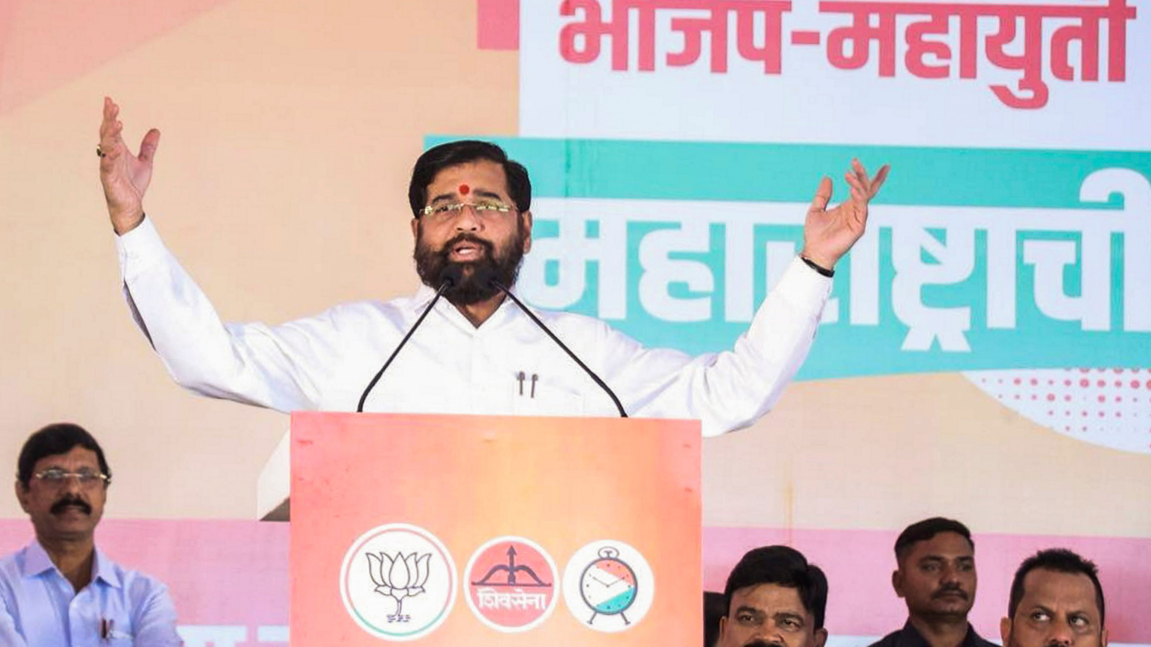 <div class="paragraphs"><p>Maharashtra Chief Minister Eknath Shinde addresses a public meeting ahead of the State Assembly elections.</p></div>