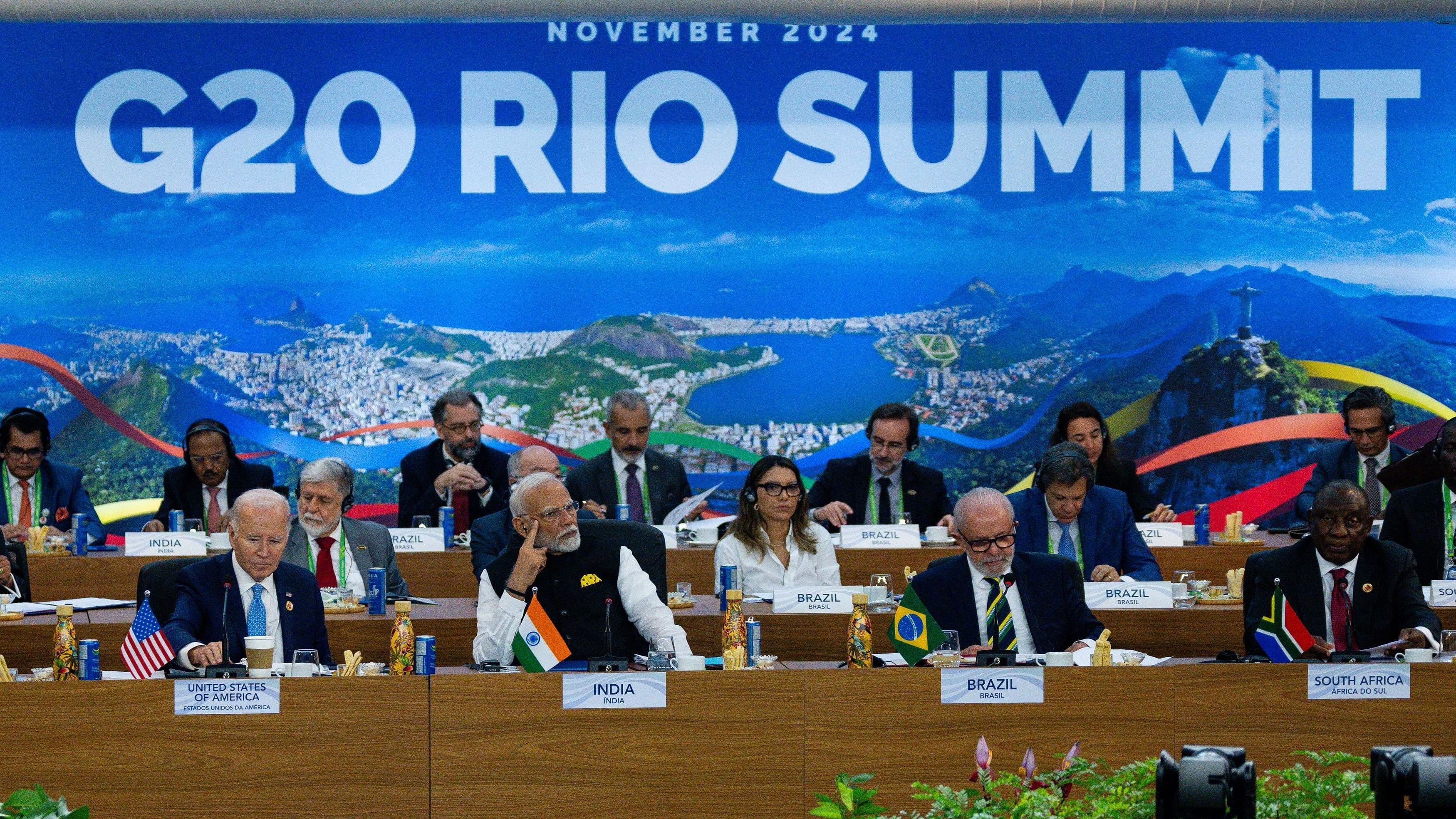 <div class="paragraphs"><p>US President Joe Biden delivers remarks during an event launching the Global Alliance Against Hunger and Poverty at the G20 Summit at the Museum of Modern Art in Rio de Janeiro, Brazil.</p></div>