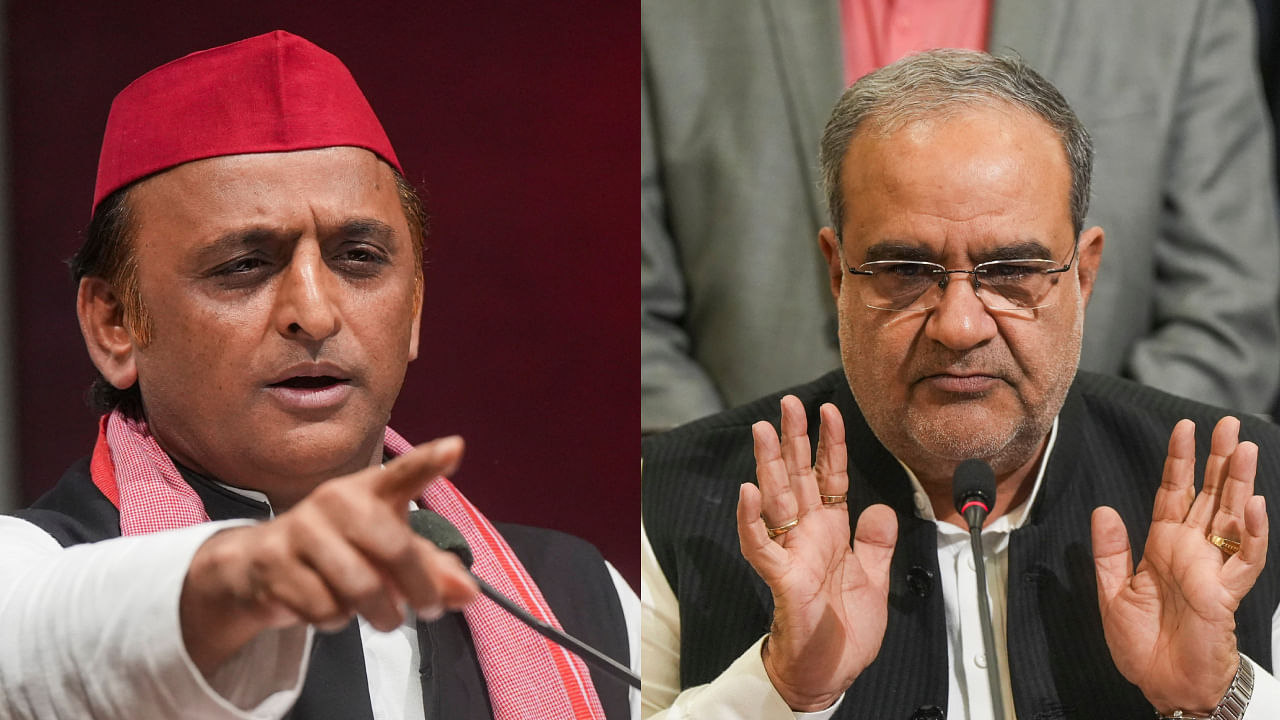 <div class="paragraphs"><p>Samajwadi Party president Akhilesh Yadav(L) and&nbsp;BJP's Uttar Pradesh unit president Bhupendra Singh Chaudhary.</p></div>