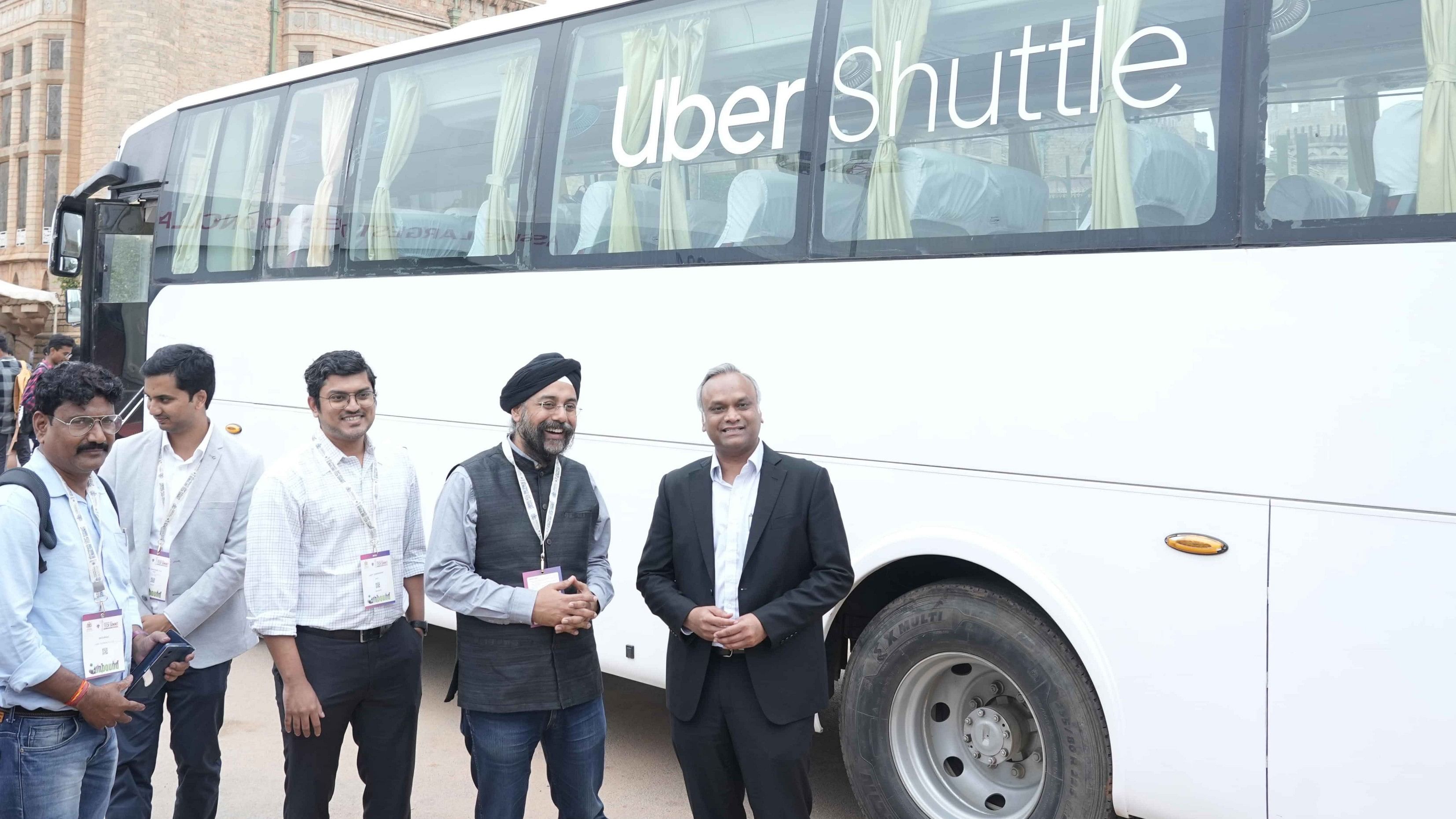 <div class="paragraphs"><p>Minister Priyank Kharge with Prabhjeet Singh, President of Uber India &amp; South Asia, during an inspection of the shuttle service on Wednesday.</p></div>