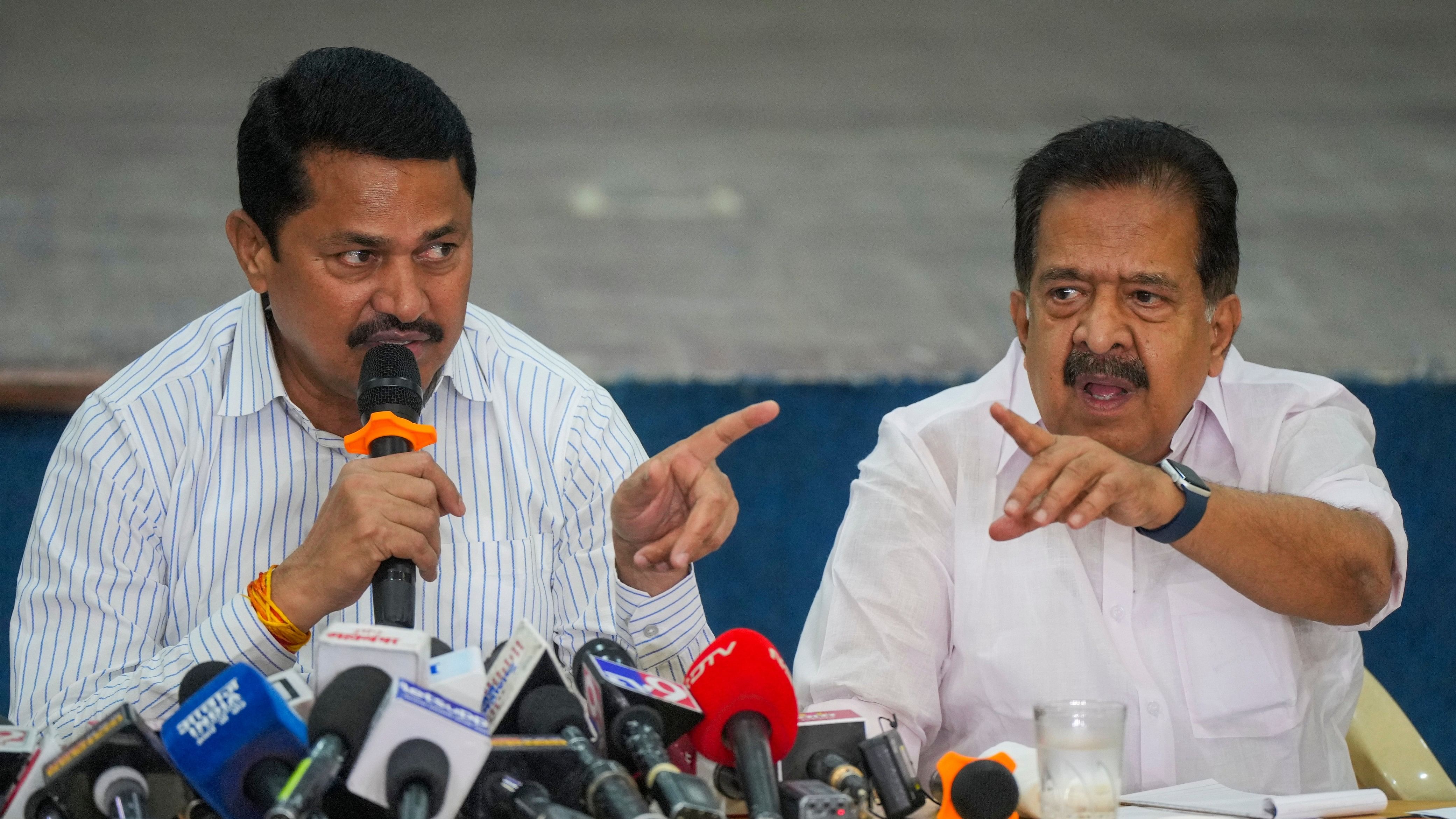 <div class="paragraphs"><p>Maharashtra Congress in-charge Ramesh Chennithala along with party state President Nana Patole during a press conference, in Mumbai.</p></div>