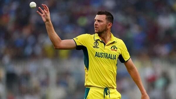 <div class="paragraphs"><p>Australia's Josh Hazlewood in action </p></div>