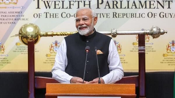 <div class="paragraphs"><p>Prime Minister Narendra Modi addresses the Special Session of the Parliament of Guyana.</p></div>