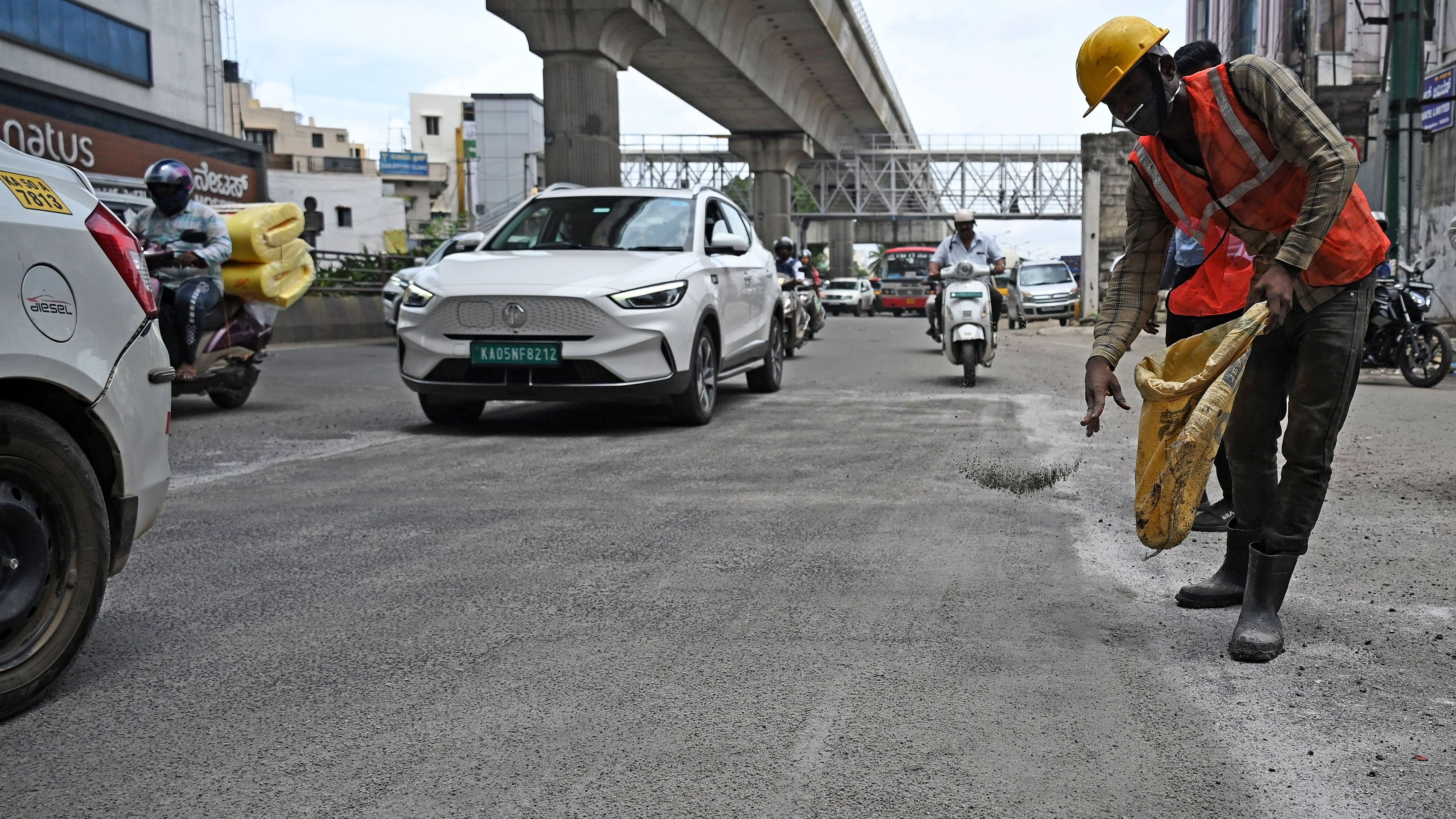 <div class="paragraphs"><p>The BBMP undertakes quick road repairs on a stretch on the busy Mysuru Road.</p></div>