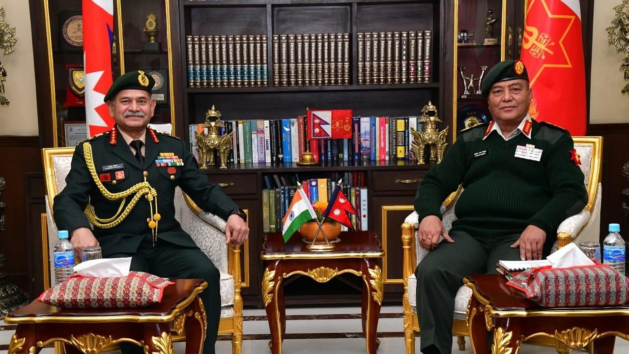 <div class="paragraphs"><p>General Upendra Dwivedi, PVSM, AVSM and&nbsp;Gen Ashok Raj Sigdel, COAS, NA discussing furthering military bilateral relations between India and Nepal.</p></div>