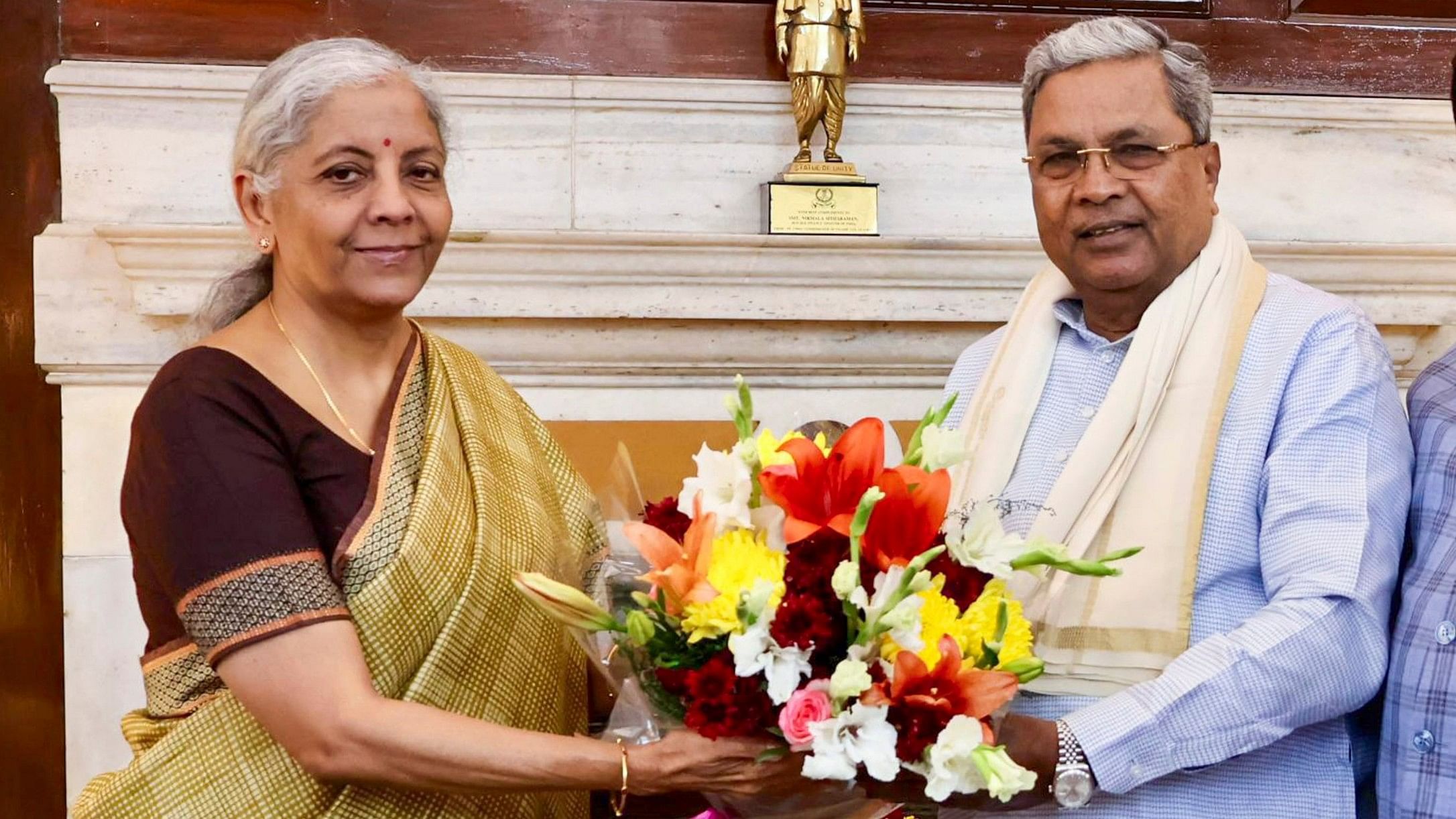 <div class="paragraphs"><p>Union Finance Minister Nirmala Sitharaman during a meeting with Karnataka Chief Minister Siddaramaiah  to discuss the issue of&nbsp;NABARD funding to Karnataka being cut by about 58%, in New Delhi. </p></div>