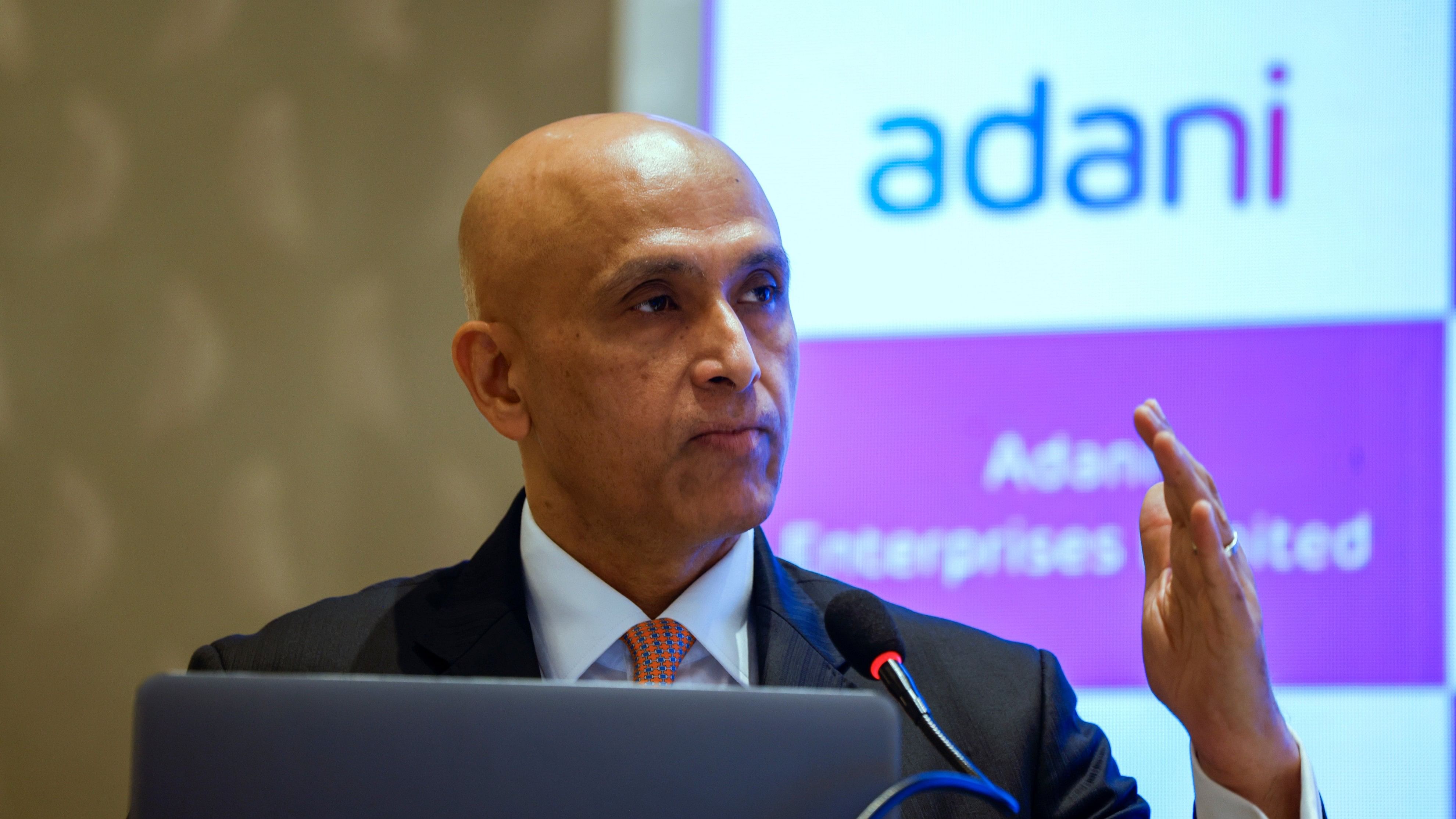 <div class="paragraphs"><p>Adani Group CFO Jugeshinder Singh speaks during a press conference.</p></div>