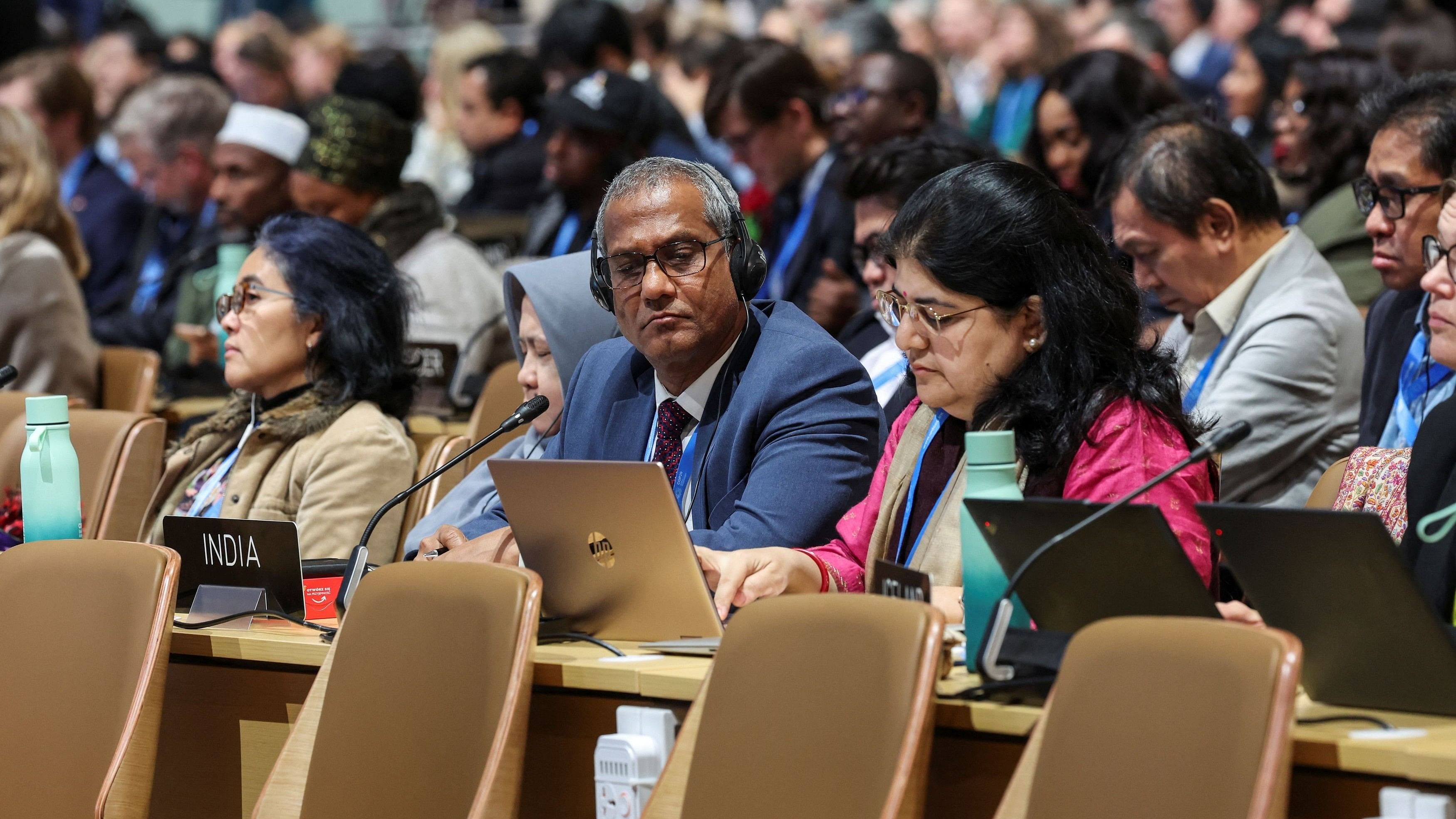 <div class="paragraphs"><p>Additional Secretary at India's Environment Ministry Naresh Pal Gangwar attends a closing plenary meeting the COP29 United Nations Climate Change Conference, in Baku Azerbaijan November 24, 2024. </p></div>