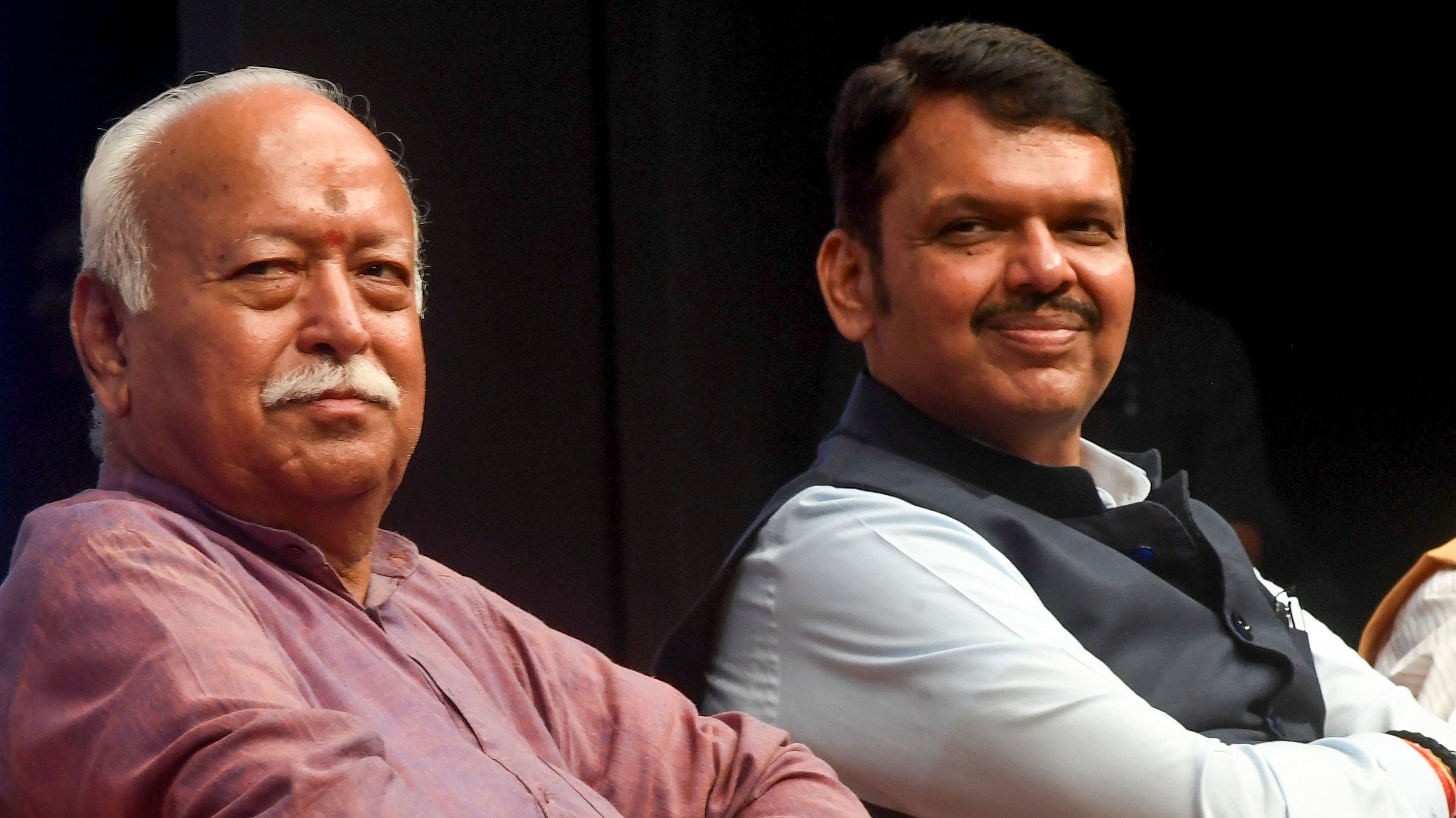 <div class="paragraphs"><p>RSS Chief Mohan Bhagwat with Maharashtra Dy Chief Minister Devendra Fadnavis.</p></div>