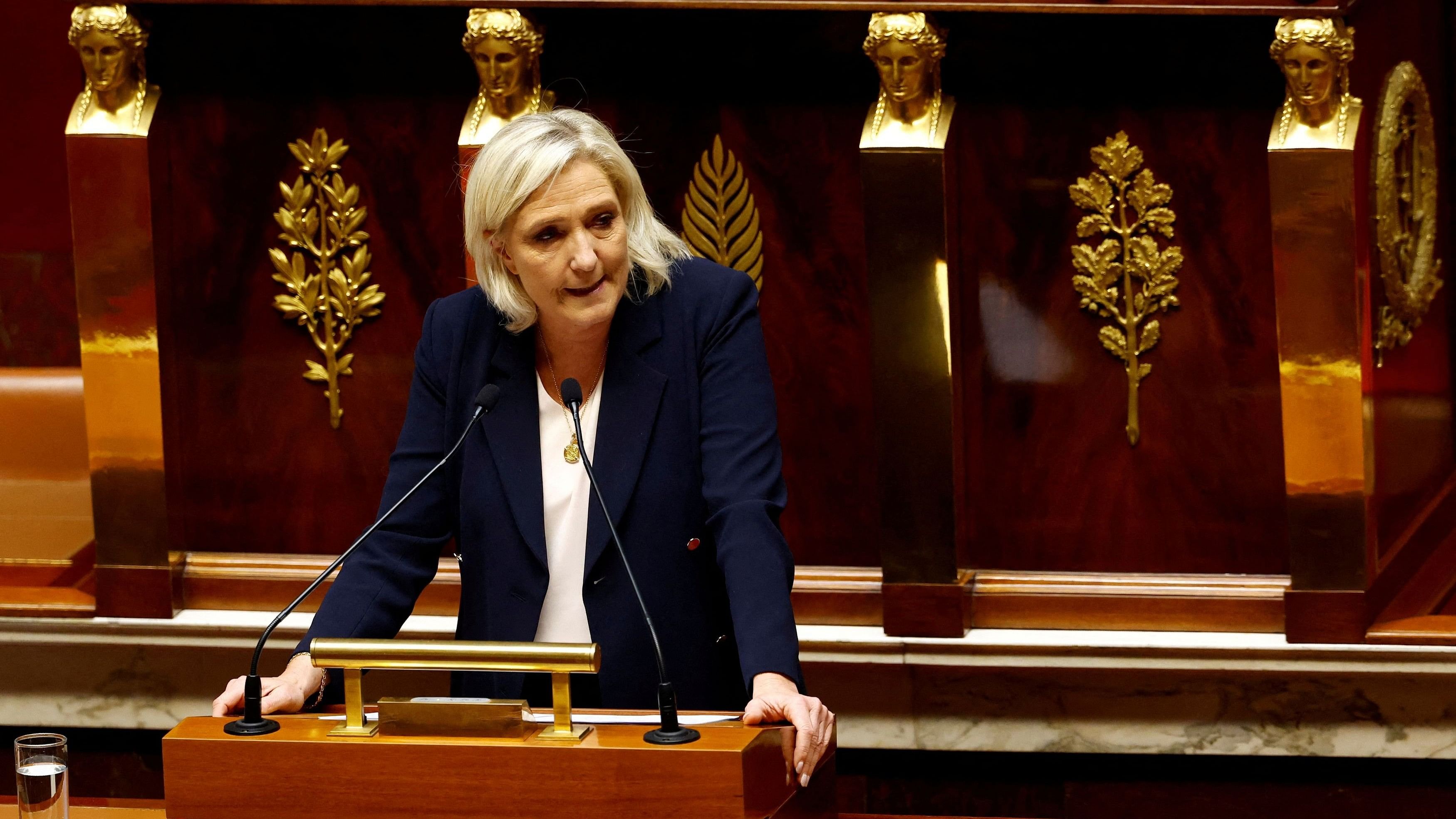 <div class="paragraphs"><p>French far-right leader and member of parliament Marine Le Pen, President of the French far-right National Rally  at the National Assembly in Paris, France</p></div>