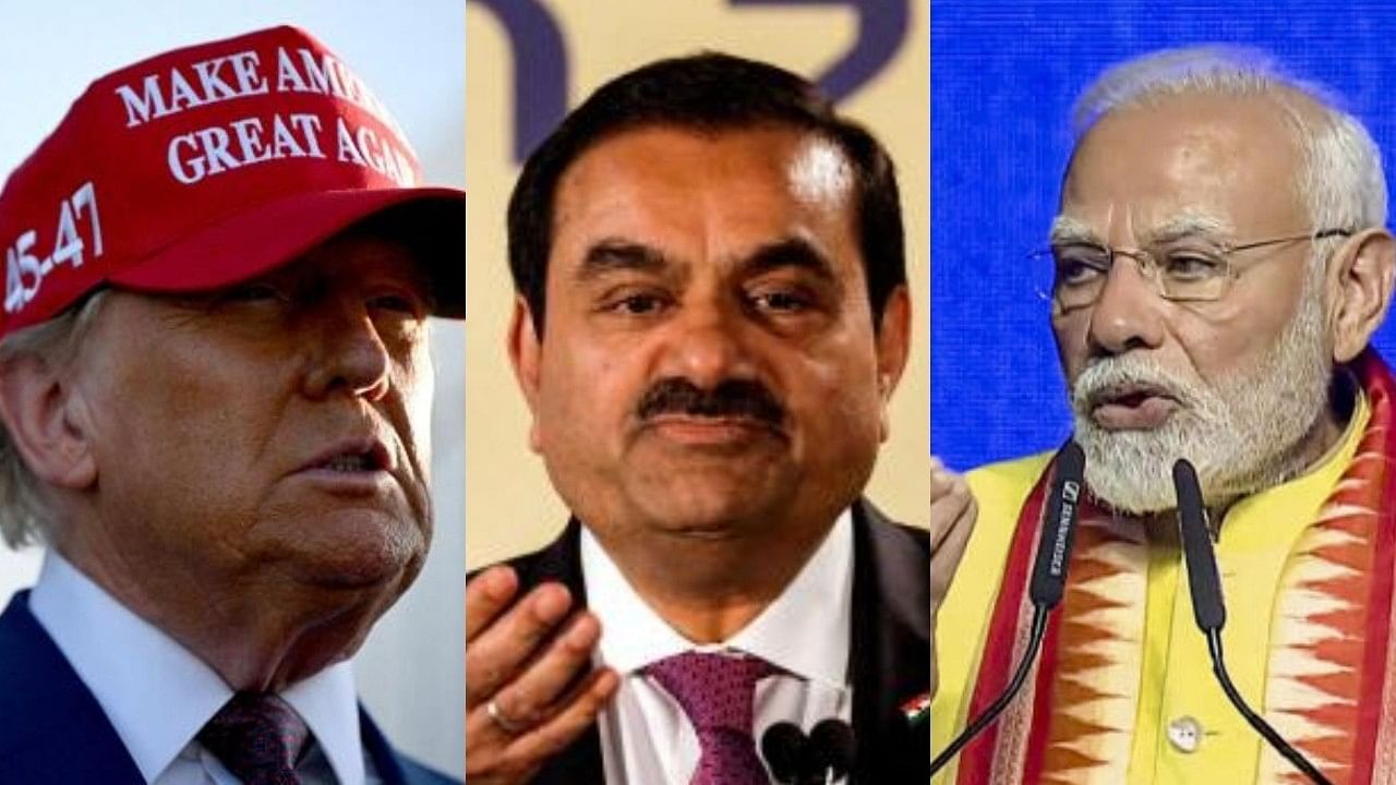 <div class="paragraphs"><p>Donald Trump, Gautam Adani and Narendra Modi&nbsp;</p></div>