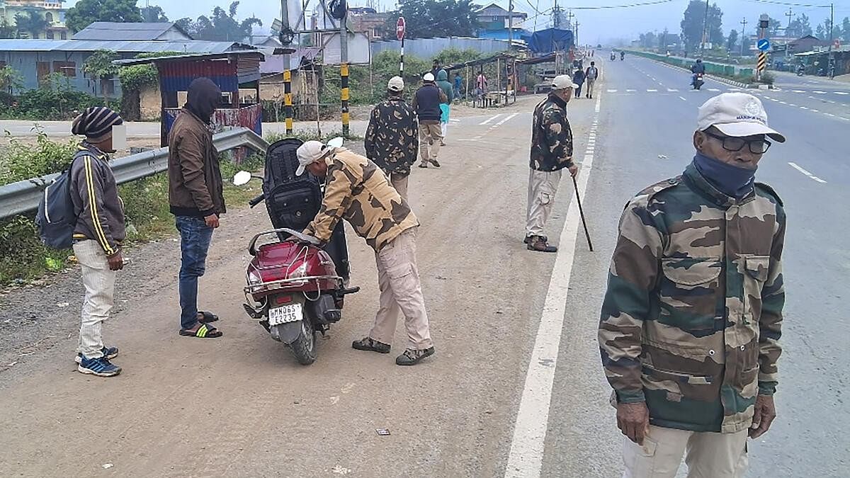 <div class="paragraphs"><p>Security personnel during search operations in the vulnerable areas of hill and valley districts of Manipur.</p></div>