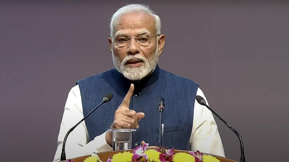 <div class="paragraphs"><p>Prime Minister Narendra Modi addresses a gathering during Constitution Day celebrations at the Supreme Court.&nbsp;</p></div>