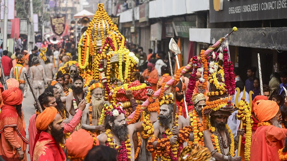 Key 'Akhara' of Naga Sanyasis makes grand entry into Maha Kumbh Mela area