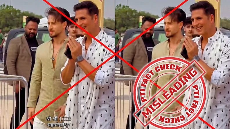 Fact Check | Old video of Bollywood actors Akshay Kumar and Tiger Shroff visiting Abu Dhabi's Hindu temple falsely shared in name of Maha Kumbh; details inside
