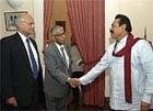 India's NSA, M. K. Narayanan, Indian FS Shiv Shankar Menon meet Lankan Prez Mahinda Rajapakse in Colombo. AFP
