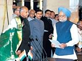 Prime Minister Manmohan Singh takes the oath of office at  the swearing-in ceremony in front of President Pratibha Patil at Rashtrapati Bhavan. AFP