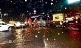 A flooded Double Road on Sunday night. DH photo by Shivkumar BH