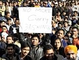 Indian students and supporters at a protest rally in Melbourne on Sunday. AFP
