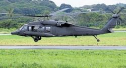 Hawk on duty: Brazilian Air Force Black Hawk helicopter takes off for a search operation over the area where Air France flight AF447 went missing en r