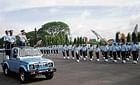 Receiving the honour:  Air Marshal K M Ramasundara reviewing the passing out parade at Aeronautical College Jalahalli on Friday. DH PHOTO