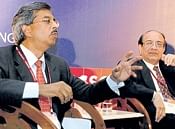 Nasscom Chairman Pramod Bhasin (left) with President Som Mittal in Bangalore on Tuesday. DH Photo