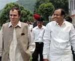 Union Home Minister P. Chidambaram with Chief Minister Omar Abdullah in Srinagar on Thursday.