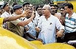 A CPM leader protests against TMC attack on his party activists and offices in Kolkata on Friday. PTI