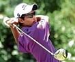 THE LEADER: Angad Cheema tees off on day three of the Southern India golf. DH PHOTO