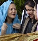 Congress president Sonia Gandhi selects shawl to be offered on her behalf at the shrine of Sufi saint Khwaja Moinuddin Chishty