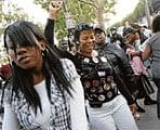 Fans attend a memorial tribute to pop singer Michael Jackson at Liemert Park in Los Angeles. AFP