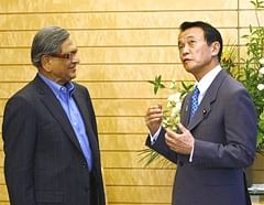 India's Foreign Minister S.M. Krishna meets Japan's Prime Minister Taro Aso in Tokyo on Friday. AP