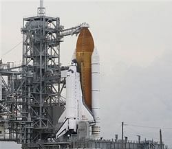 Space Shuttle Endeavour is seen at the Kennedy Space Center at Cape Canaveral, Florida on Monday. AP