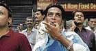 Investors rejoicing outside the BSE building in Mumbai