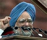 Prime Minister Manmohan Singh delivers Independence Day speech at the Red Fort on Saturday. AFP