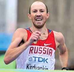 Russian Sergey Kirdyapkin wins the mens 50KM walk at the World Athletics Championships on Friday. AP