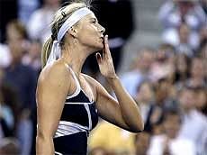 Maria Sharapova gestures after beating Tsvetana Pironkova of Bulgaria, 6-3, 6-0 during their match at the US Open tennis tournament in New York. AP