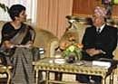 Indian Foreign Secretary Nirupama Rao, left, meets with Nepal Prime Minister Madhav Kumar Nepal, in Kathmandu,