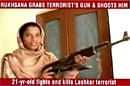 Rukhsana Kausar who grabbed a gun from a terrorist and killed LeT militant in Jammu & Kashmir late Sunday night. TV grab....PTI