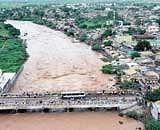 An aerial view of flooded Jewargi in North Karnataka. PTI
