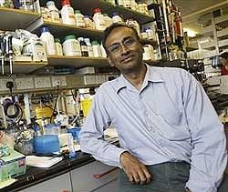 Joint winner of the 2009 Chemistry Nobel Prize, Venkatraman Ramakrishnan, at the Medical Research Council Lab in Cambridge, England on Wednesday. AP